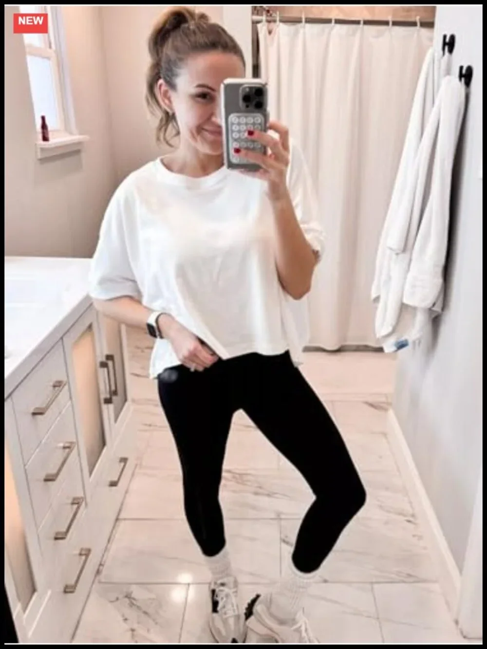 Oversized Cropped T-Shirt Cotton Blend Loose Fit Crew Neck Short Sleeve
